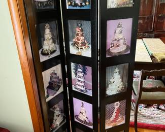 #101	Black Painted Wood Tri-fold panel holding 15 8x10 pictures (accessed from the back) - each panel 11x68	 $150.00 
