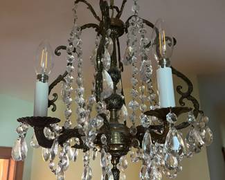 #90	Glass & Brass Chandelier - 20" = Firm	 $75.00 

