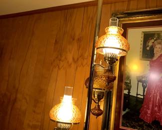 #26	Floor to ceiling spring held lamp post with 3 lights 	 $325.00 
