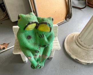 #170	Concrete Frog sitting on a Concrete Bench - 12x10x16	 $60.00 

