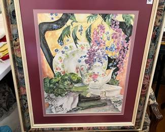 #231	floral framed watercolor print 25x30	 $30.00 
