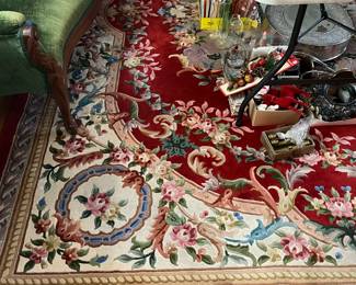 #177	Vegetable Red/Cream Floral Area Rug  - 9x12 - 100 Percent Wool - made in China	 $325.00 
