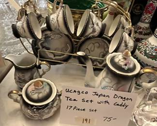 #191	Ucago Japan Dragon Tea Set w/Caddyt - 17 pc	 $75.00 
