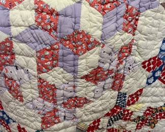 #201	Quilt Thirties scrappy star hand quilted 64x66	 $40.00 (as-is)
