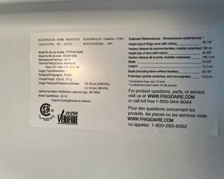 #49	Frigidaire refrigerator/freezer model FFTR1814QW2	 $125.00 
