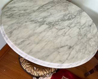 #99	Heavy Gold-Painted Leaf Base (has chip) w/round marble top - 24x19	 $125.00 
