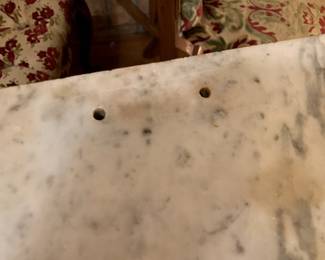 #20	Oak ball and clawfoot marble top entry table (as-is) very heavy 42x18x30	 $175.00 
