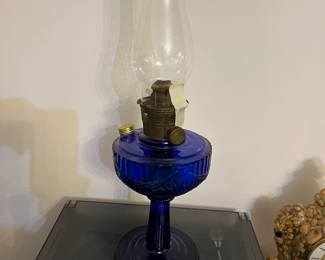 #143	Aladdin Cobalt Blue Lincoln Drape Oil Lamp w/Globe	 $175.00 
