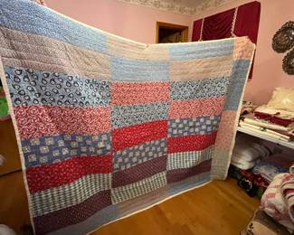 #207	Quilt blue and red machine quilted 64x80	 $65.00 
