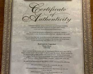 #32	Claude Monet recreation #749 of 980 32x38 with Certificate	 $125.00 
