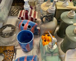 Soap dispensers and dishes, toothbrush holders