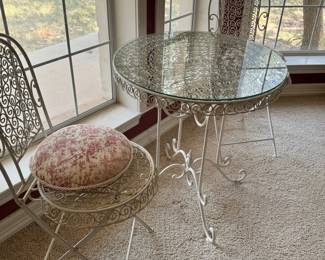 Iron folding chairs and patio table