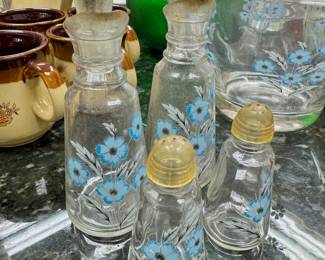 Vintage cruet set and matching bowl