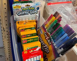 Crayons, markers and misc. craft supplies