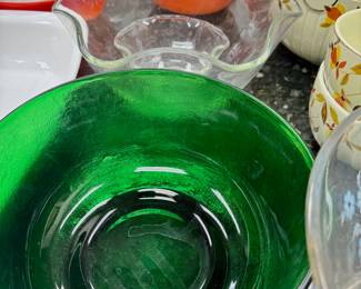Green glass bowl