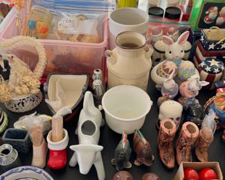 Salt and pepper shakers, utensil holders, creamer