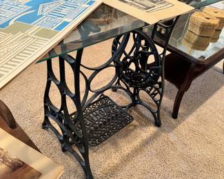 Treadle sewing machine entry table
