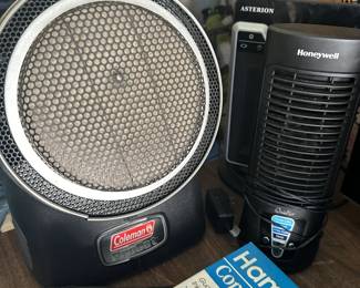 Coleman Brand camping heater and Honeywell space heater
