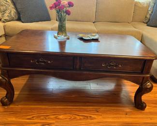 #33 - $175 	Coffee table 50Wx26Dx20H 2 drawers 
