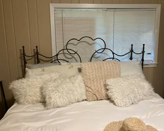 #30 - $450 	King size iron bed 77Wx60H
	mattress optional 

