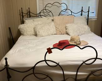 #30 - $450 	King size iron bed 77Wx60H
	mattress optional 
 