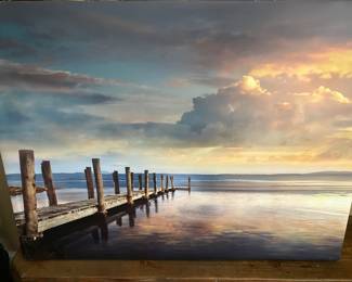 #11 - $50 	Canvas of dock by water 40Wx31T
