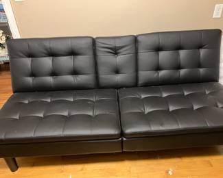 #20 - $180  Black Faux Leather Sleeper Sofa