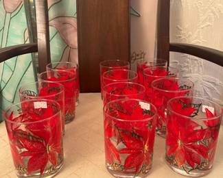 Culver Valencia Poinsettias Old Fashioned Glasses