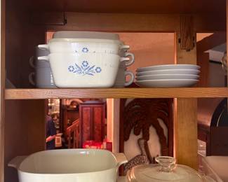 Anchor Hocking & Blue Cornflower Corning Ware with lids