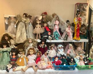 Large assortment of dolls