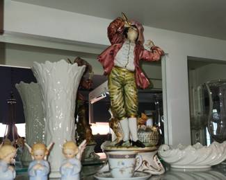 Lenox Vase & Dish, Goebel Angels, Italian Statue (repaired) 