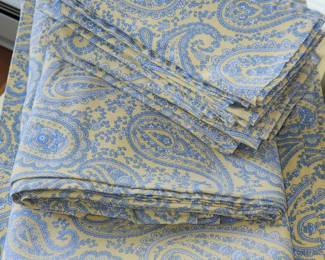 Paisley tablecloths, napkins, placemats. 