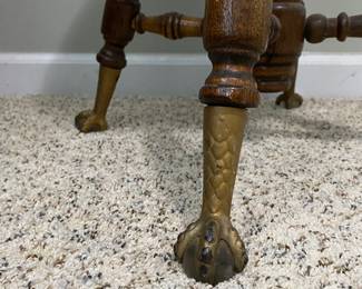 Antique Piano Stool with Glass Ball + Claw Feet