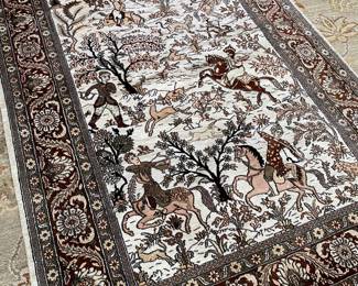 Vintage Silk Hunting Rug