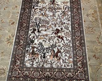 Vintage Silk Hunting Rug