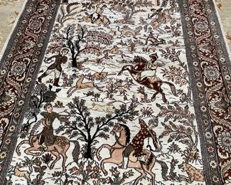Vintage Silk Hunting Rug