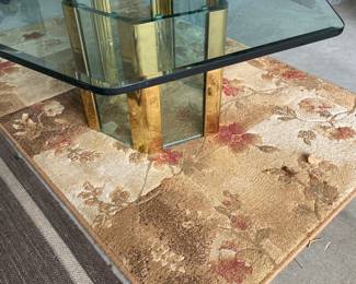 Pace Style Hexagon Glass + Brass Coffee Table