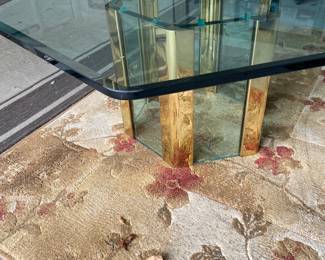 Pace Style Hexagon Glass + Brass Coffee Table