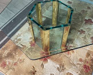 Pace Style Hexagon Glass + Brass Coffee Table