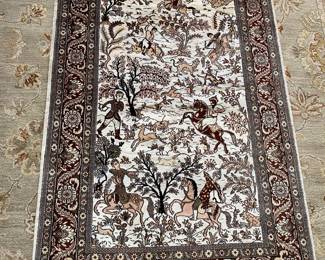 Vintage Silk Hunting Rug