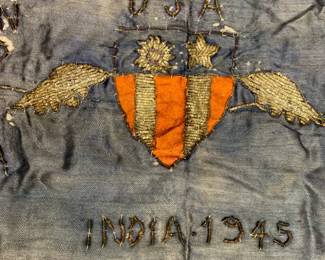 WWII CBI China Burma India Air Corps souvenir bullion handkerchief