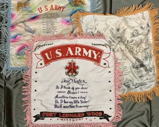 WWII Era US Army Sweetheart Pillow Shams Fort Leonard Wood