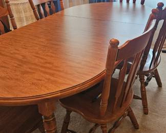 Side view of dining room table and chairs