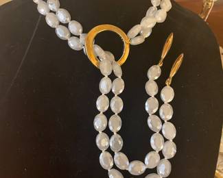 Aquamarine and Sterling Vermeil Lariat Necklace