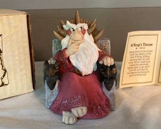 Vintage Krystonia Cold Cast Porcelain N’Borg’s Throne (Large) Figurine w/Box, Swarovski Crystals and Card
