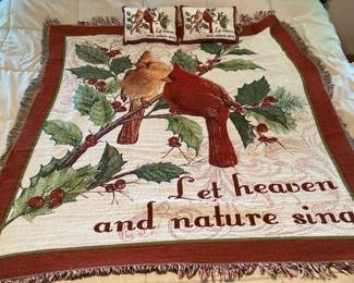 Cardinal Birds Throw with 2 Matching Pillows
