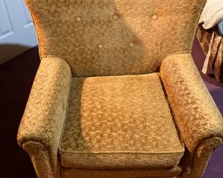Vintage Orange Crushed Velvet Tufted Swivel and Rocker Chair
