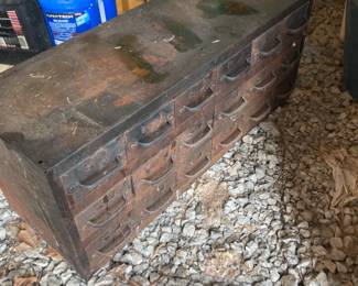Metal Chest of Small Drawers 34x14x12
