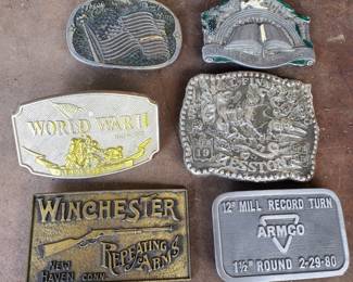 Lot of 6 Belt Buckles
