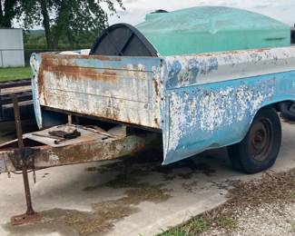 Truck Bed Trailer and 450 Gallon Water Tank w/Hand Pump - see all photos- other items in truck bed not for sale
